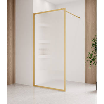 Badplaats Douchewand Georgia 90 x 200 cm - goud - geribbeld glas met nano coating