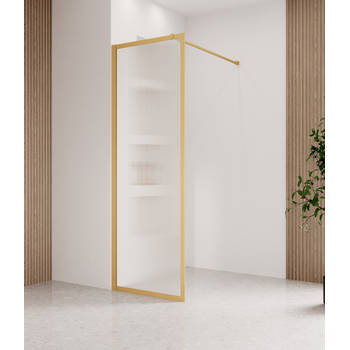 Badplaats Douchewand Georgia 50 x 200 cm - goud - geribbeld glas met nano coating