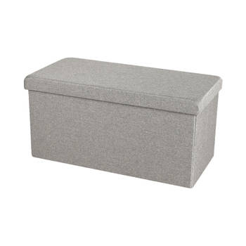 Urban Living Hocker bankje - poef XXL - opbergbox - lichtgrijs - polyester/mdf - 76 x 38 x 38 cm - Poefs