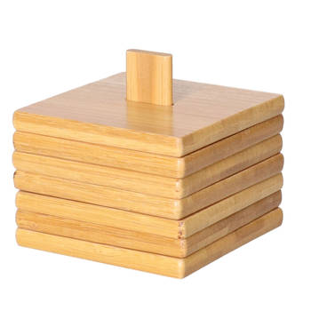 Lowenthal - Onderzetters voor glazen - 6x stuks - bruin - bamboe - 9x9 cm - Glazenonderzetters