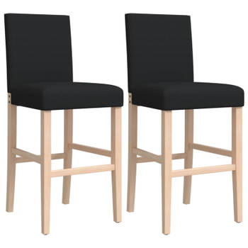 vidaXL Barstoelen 2 st massief rubberhout en stof