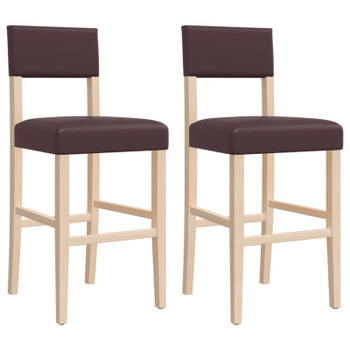 vidaXL Barstoelen 2 st massief rubberhout en kunstleer