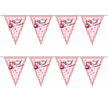 Folat - Roze ooievaar geboorte vlaggenlijn