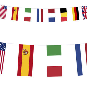 Funny Fashion Internationale - landen vlaggen - slinger/vlaggenlijn - 15 meter - papier - Vlaggenlijnen