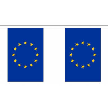 3x Polyester vlaggenlijn van Europa 3 meter - Vlaggenlijnen