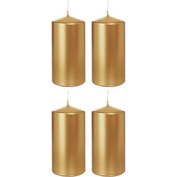 4x Kaarsen goud 6 x 12 cm 40 branduren sfeerkaarsen - Stompkaarsen