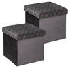 Atmosphera Poef/krukje/hocker Royal - 2x - Opvouwbare opslag box - fluweel Donkergrijs - D38 x H38 cm - Poefs