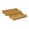 5Five Keuken dienbladen set van 2x stuks met opstaande rand - bamboe hout - 46 x 30 cm/38 x 26 cm - Dienbladen