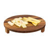 5Five Voedsel/hapjes serveer plank op pootjes - D30 cm - rond - Acacia hout - Serveerschalen