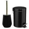 5Five Badkamer/toilet accessoires - WC-borstel/pedaalemmer 3L- zwart - Toiletaccessoireset