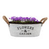 DK Design plantenpot/bloempot teil Jardin- zink - wit - L26 x D17 x H11 cm - Plantenbakken