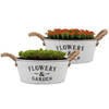 DK Design plantenpot/bloempot schaal Jardin- 2x - zink - wit - D25 x H11 cm - Plantenpotten