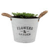 DK Design plantenpot/bloempot emmer Jardin- zink - wit - D23 x H18 cm - Plantenbakken