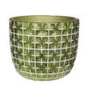 Ideas4seasons Bloempot ruit motief Hanoi - metallic groen - D14xH12 cm - Plantenpotten