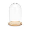 Giftdecor Decoratie stolp - glas - houten beige plateau - D15 x H25 cm - Decoratieve stolpen