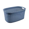 Hega Hogar Rotan line wasmand - blauw - inhoud 44 liter - kunststof - 58 x 39 x 27 cm - Wasmanden