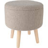 H&S Collection Opbergkruk - hout - teddy stof - taupe - D35 x H40 cm - opbergpoef - Krukjes