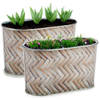 Arte r plantenpot/bloempot teil- 2x - zink - bruin - L22,5 x D11,5 x H12 cm - Plantenpotten