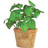 Esschert Design Kunstplant/kruiden basilicum - in oude terracotta pot - 15 cm - kruiden - Kunstplanten