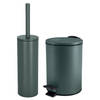 Spirella Badkamer/toilet accessoires set - toiletborstel en pedaalemmer - 3L - metaal - donkergroen - Badkameraccessoire