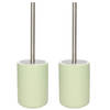 Set van 2x stuks wC-borstel/toiletborstel inclusief houder licht groen 38 cm van steen - Toiletborstels