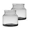 Set van 2x stuks transparante/grijze stijlvolle vaas/vazen van gerecycled glas 22 x 18 cm - Vazen