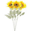 3x Kunstbloemen steelbloem gele zonnenbloem 82 cm. - Kunstbloemen