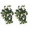 2x Witte geranium hangplant kunstplanten 70 cm - Kunstplanten