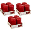 12x Kaarsen rood 5 x 8 cm 12 branduren sfeerkaarsen - Stompkaarsen