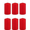 6x Kaarsen rood 5 x 10 cm 23 branduren sfeerkaarsen - Stompkaarsen