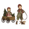 Clayre & Eef Beeld Kind 20x7x16 cm Groen Bruin Polyresin Kerstdecoratie Groen Kerstdecoratie