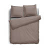 Eleganzzz Dekbedovertrek Uni Percal Katoen Met Bies - taupe 200x200/220cm