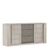 ANTIBES dressoir 2 schuifdeuren + 3 laden - Champagne eik en beige betondecor - L206 x D44,9 x H94 cm - DEMEYERE