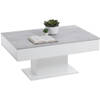 Tweekleurige salontafel met uitschuifbaar blad - LA betongrijs en glanzend wit decor - L100 x H46,1 x D65 cm - Made in G