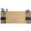 PARISOT Hoofdeinde met planken + geïntegreerde nachtkastjes - Eiken en zwart decor - L 255 x D 36 x H 103 cm - WIT