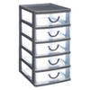 5Five Ladeblokje/bureau organizer 5x lades - grijs/transp - L12 x B15 x H25 cm - kunststof - Ladeblok