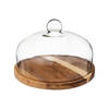 Secret de Gourmet dienblad met stolp - acacia hout - 30 cm - serveerplank/kaasplank/cake platter - Serveerplanken