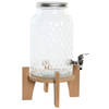 Items Drank dispenser Beverages Tap - 5.8 Liter - glas/hout - op verhoger element - tapkraan/deksel - Drankdispensers