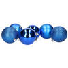 6x stuks kerstballen blauw mix van mat/glans/glitter kunststof 8 cm - Kerstbal