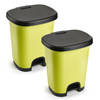 2x Stuks afvalemmer/vuilnisemmer/pedaalemmer 18 liter in het kiwi groen/zwart met deksel en pedaal - Pedaalemmers