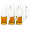 6x stuks onbreekbare bierpul ribbel transparant kunststof 56 cl/560 ml - Bierglazen