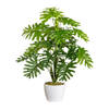 Kopu® kunstplant Monstera 50cm in Sierpot wit - 22 bladeren