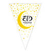 Funny Fashion Ramadan - Eid Mubarak - vlaggenlijn/slinger wit/goud 5 meter - Vlaggenlijnen