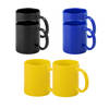 Bellatio Design Koffie mokken/drinkbekers Auxerre - 6x - keramiek - geel/zwart/blauw - 370 ml - Bekers