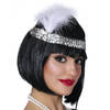 Charleston Flapper Hoofdband - met veer en glitters - zilver - Dames - jaren 20/Twenties thema - Verkleedhaardecoratie