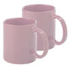 Bellatio Design Koffie mokken/bekers - 2x - keramiek - glans - met oor - oud roze - 370 ml - Bekers
