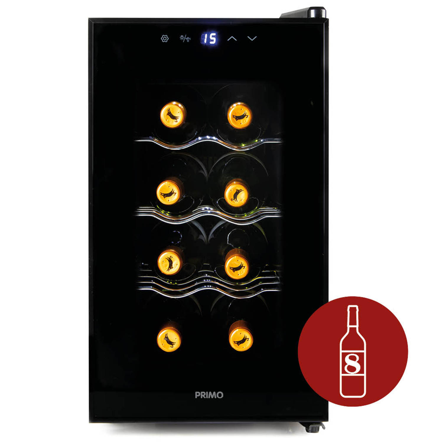 PRIMO PR169WK Wijnkoelkast - Wijnklimaatkast 8 Flessen - E - Zwart