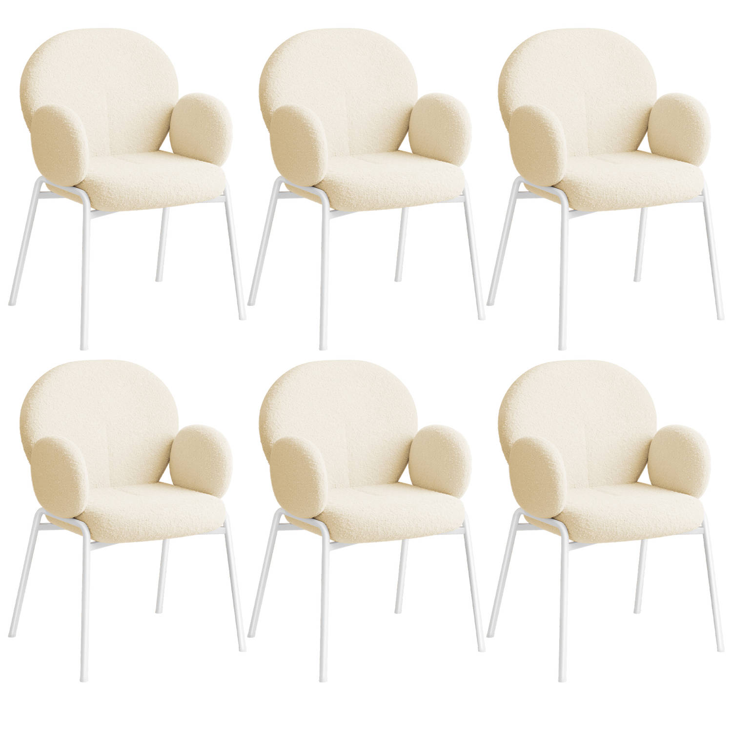 tectake® Set van 6 eetkamerstoelen met armleuning Woonkamerfauteuil , Scandinavische loungestoel bei