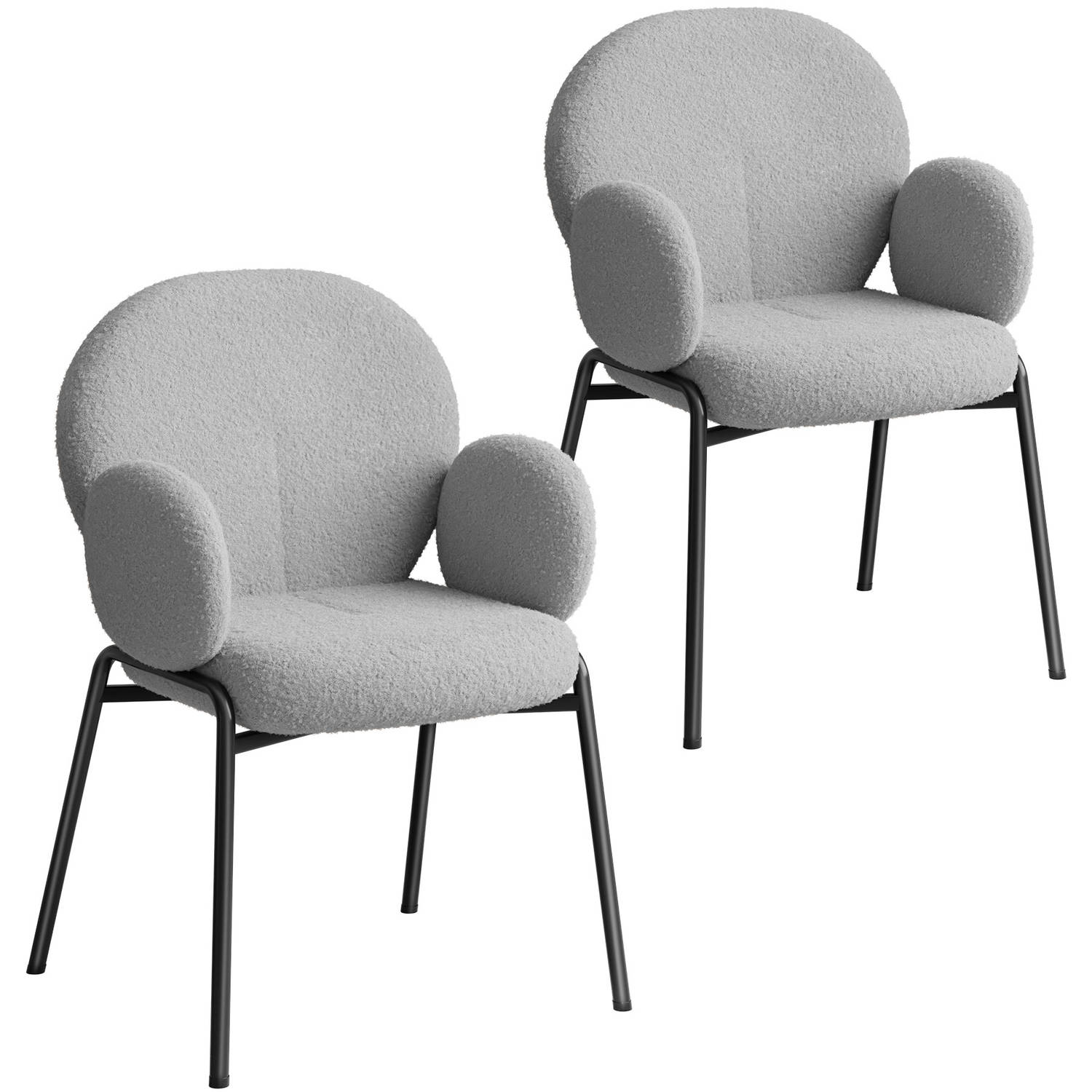 tectake® Set van 2 eetkamerstoelen met armleuning Woonkamerfauteuil , Scandinavische loungestoel gri