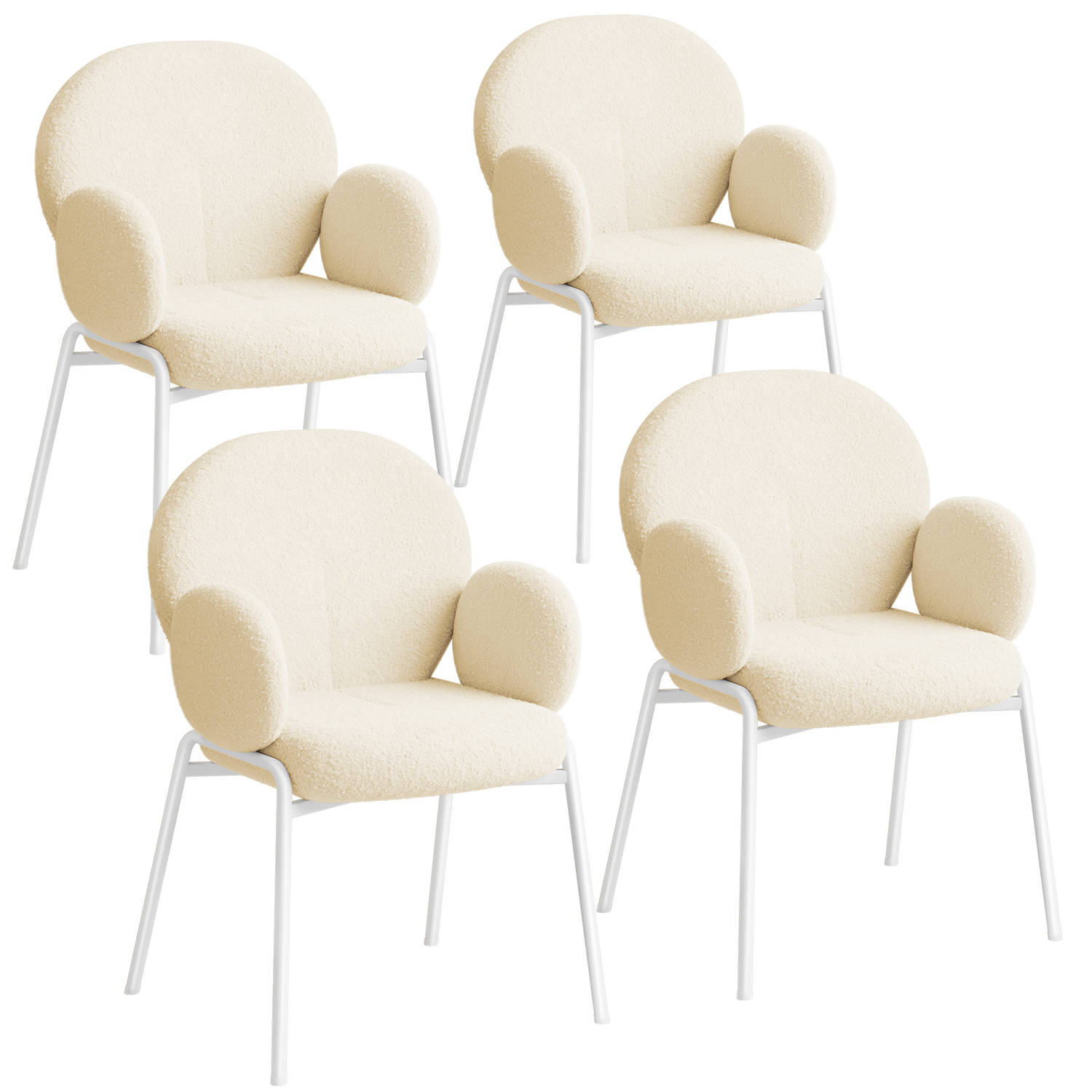 tectake® Set van 4 eetkamerstoelen met armleuning Woonkamerfauteuil , Scandinavische loungestoel bei